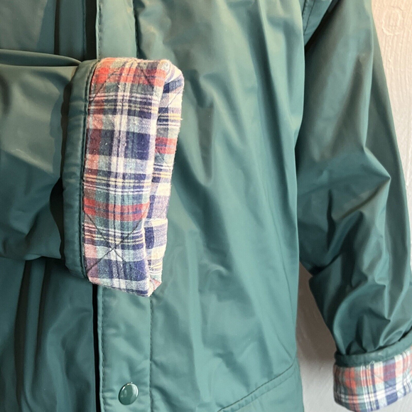 Sailmaker Womens Rain Jacket Youth 18 Green Full Zip Water Resistant Hood Lined - Picture 3 of 10